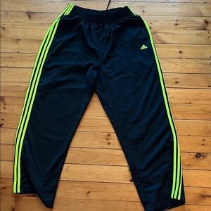 Adidas men’s Black Joggers with Neon Yellow Stripes